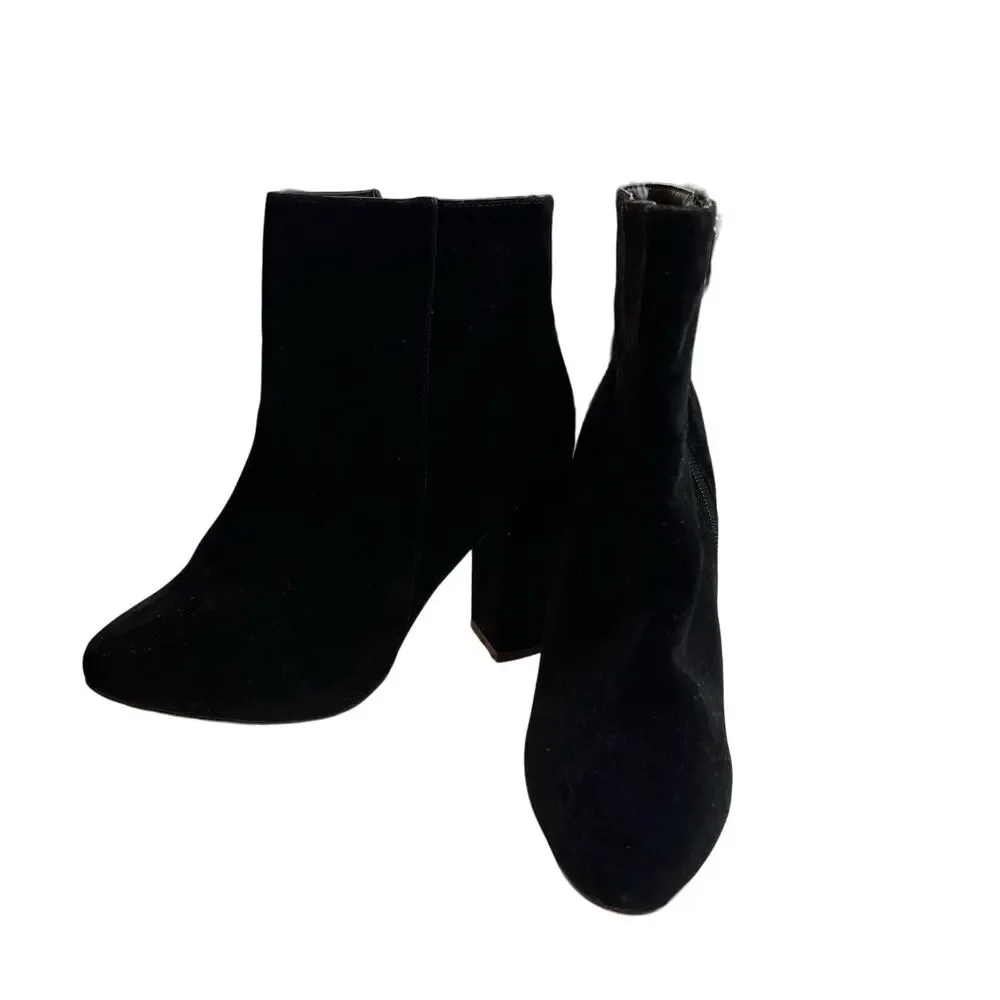 Black Suede Ankle Boots Size 5 Sofie Pretty Little Thing Block Heel